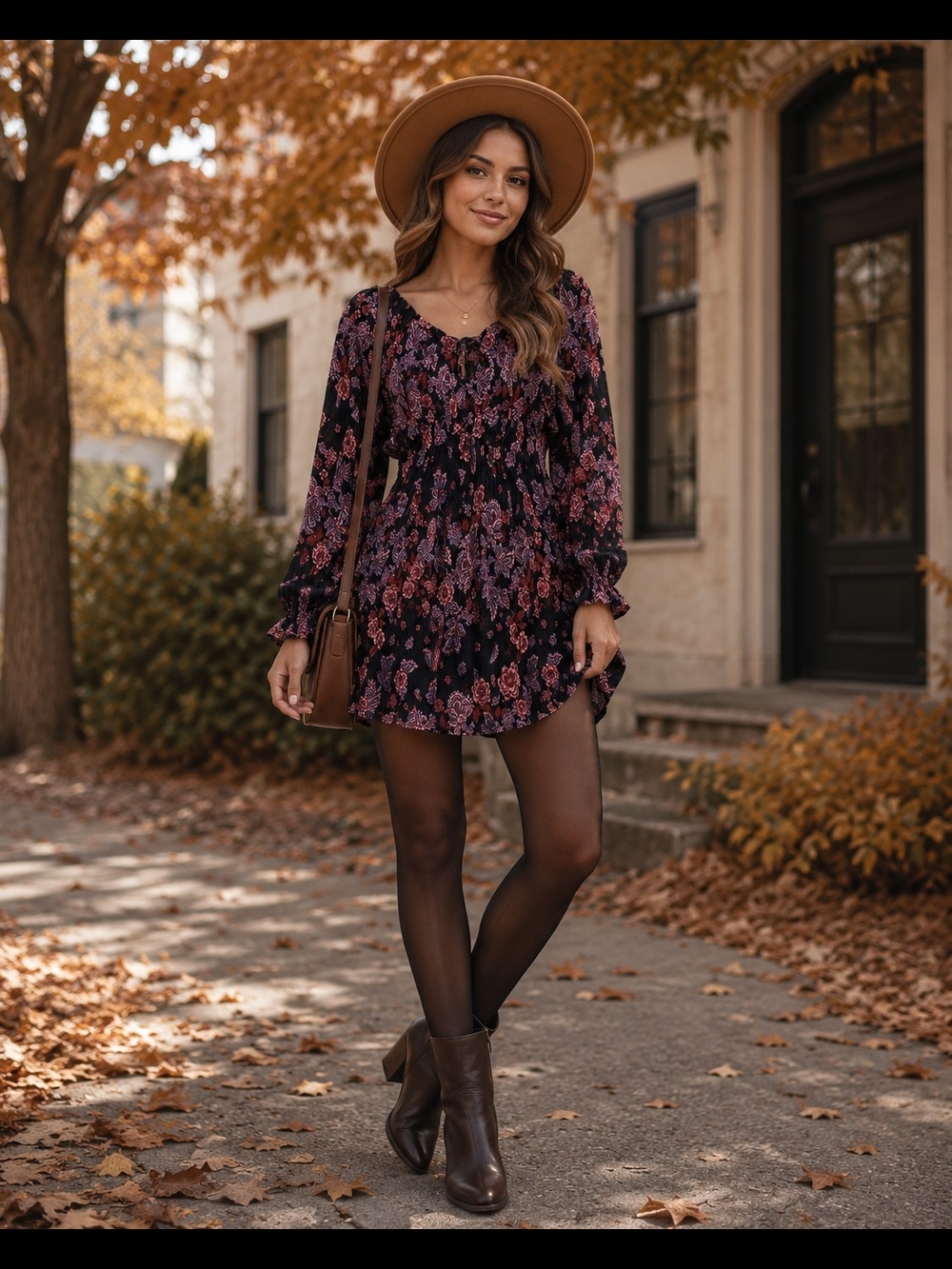 Plisse Floral Sweetheart Babydoll Mini Dress